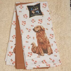 NWT & HTF ~ Colordrift~ A Golden's Breezy Paws 3-Pack Kitchen Towels